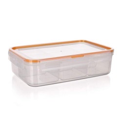 Пластиковая коробочка для хранения продуктов Divided AirTight&Water Lunch Box SUPER CLICK 2,1 L Banquet, size 255x180x H70 mm orange